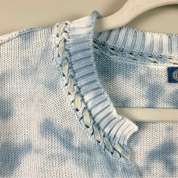 Democracy Bohemian V-Neck Pullover Sweater Light Blue & Tan Tie Dye Size Large - Picture 4 of 15